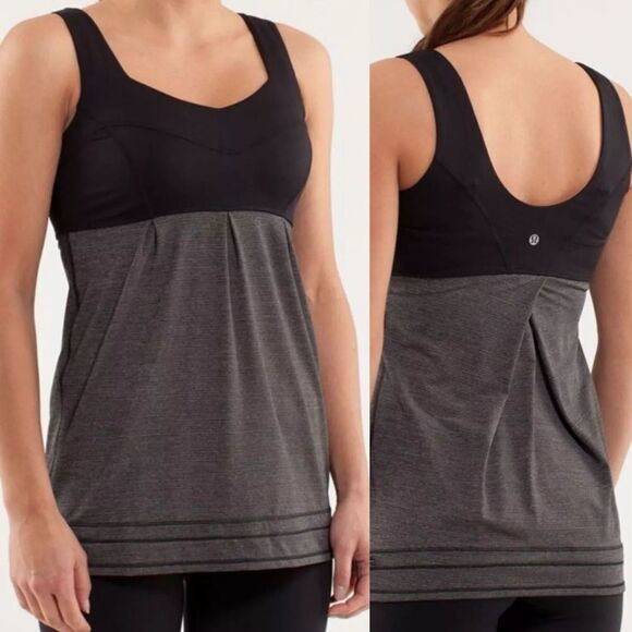 Lululemon run Tame Me Cinch Bungee Toggle Black Iris gray Tank Top size 8 - Picture 1 of 10
